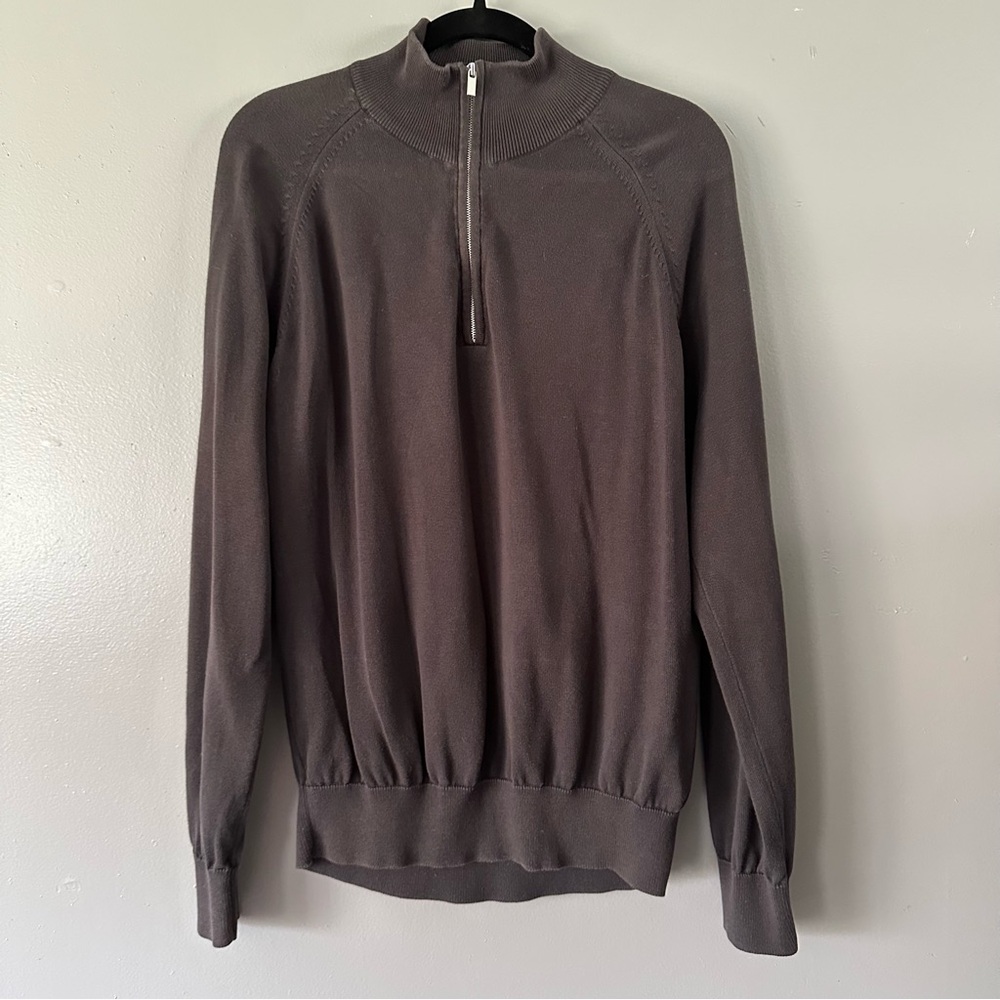 Faconnable 1/4 Zip Sweatshirt 100% Cotton |‎ Charcoal Grey
